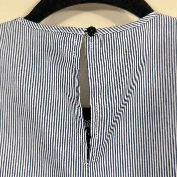 Yyigal Sleeveless Blue White Stripe Cotton Nautical Coastal Dress Women Small - Picture 4 of 8